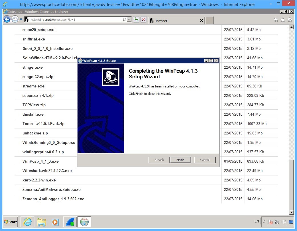 Practice Labs screenshot.